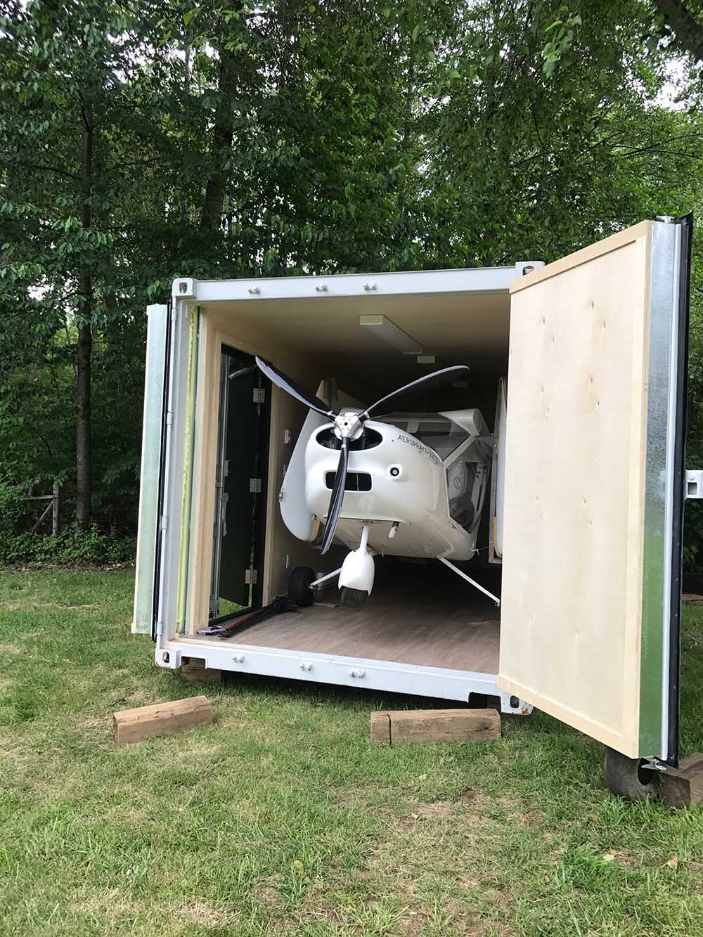 Flight school classroom by summer, airplane storage unit by winter - Allied Container Services PTY LTD