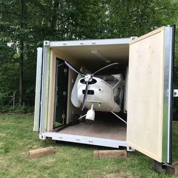 Flight school classroom by summer, airplane storage unit by winter - Allied Container Services PTY LTD