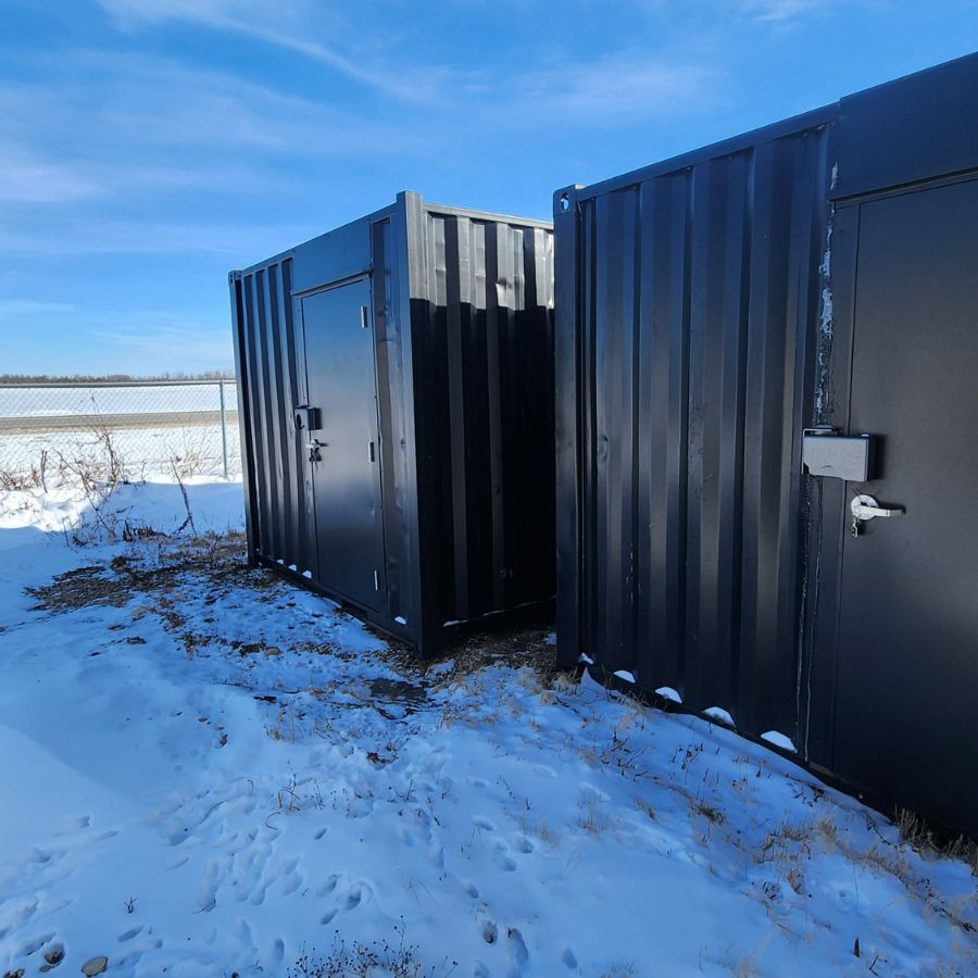 10′ Used Cutdown Shipping Container w/Man Door (Black) - Allied Container Services PTY LTD